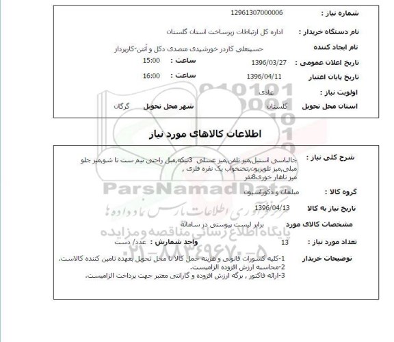 استعلام ، استعلام جالباسی استیل