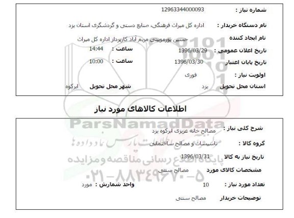 استعلام, استعلام مصالح خانه عزیزی ابرکوه یزد