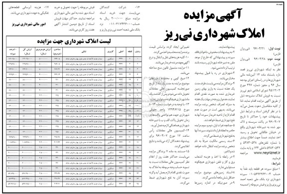 مزایده,مزایده فروش املاک کاربری مسکونی نوبت دوم 
