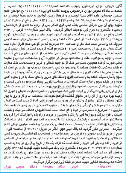 مزایده,مزایده ششدانگ زمین به مساحت 221 مترمربع