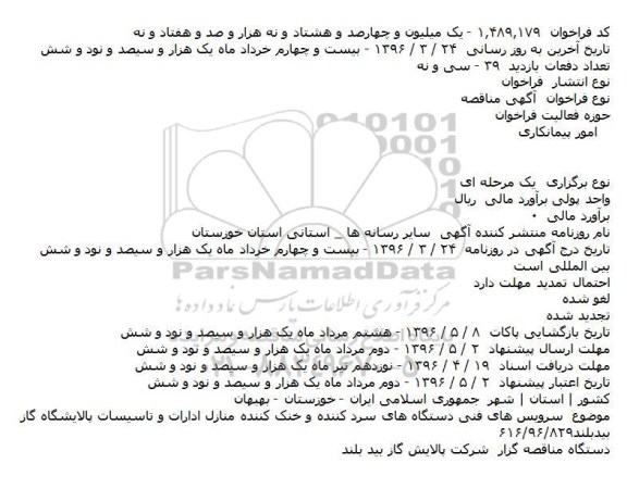 مناقصه ، مناقصه  واگذاری امور تهيه٬ طبخ و توزيع غذای کارکنان و بيماران 