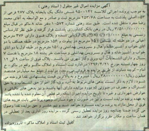 مزایده,مزایده ششدانگ یکباب خانه مساحت 253.68متر