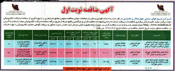 آگهی مناقصه عمومی , مناقصه تهیه مصالح و احداث ساختمان اداری و آشیانه آتش نشانی...