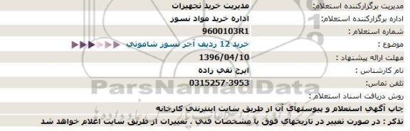 استعلام , استعلام خرید 12 ردیف آجر نسوز شاموتی 