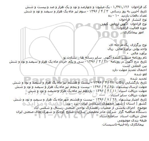 مناقصه اجرای بخشی از عملیات راهسازی نواحی صنعتی