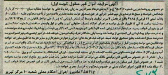 مزایده,مزایده ملک مساحت عرصه 132.9متر نوبت اول