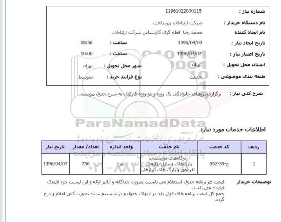 استعلام , استعلام برگزاری تورهای خانوادگی یک روزه و دو روز کارکنان 