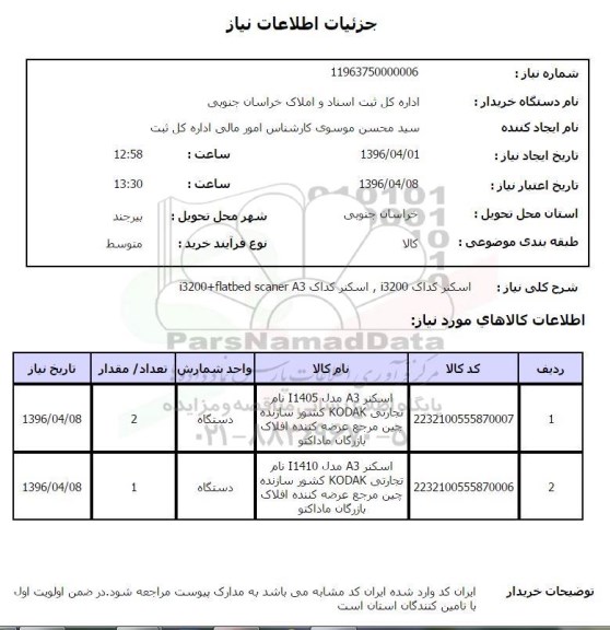 استعلام, استعلام اسکنر کداک