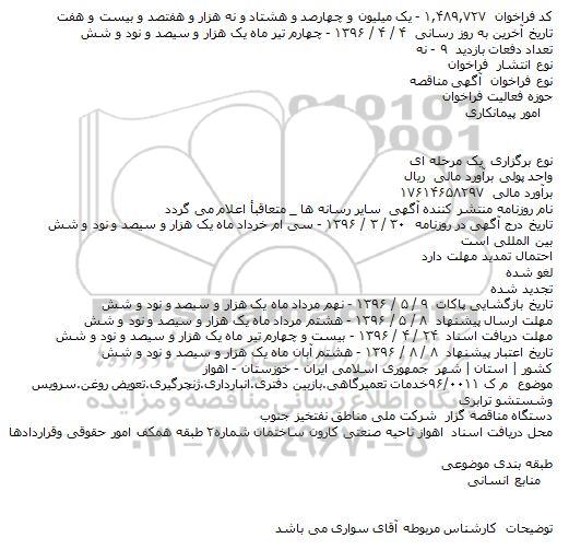 مناقصه خدمات تعمیرگاهی.بازبین دفتری