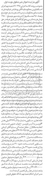 مزایده,مزایده ششدانگ خانه تجاری مسکونی عرصه 93.20متر