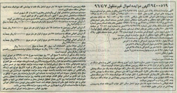 مزایده,مزایده ششدانگ پلاک ثبتی مساحت 91.08متر