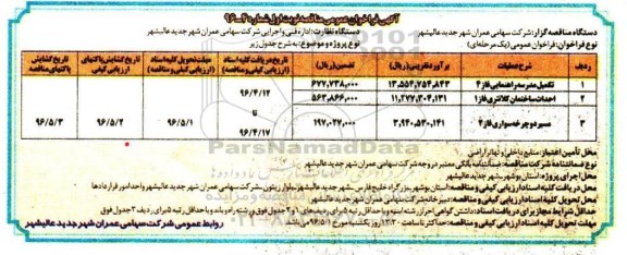 مناقصه , فراخوان عمومی  تکمیل مدرسه راهنمانی فاز 4 نوبت اول 