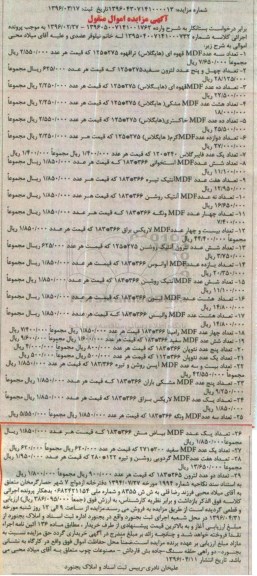 مزایده, مزایده فروش انواع MDF و ...
