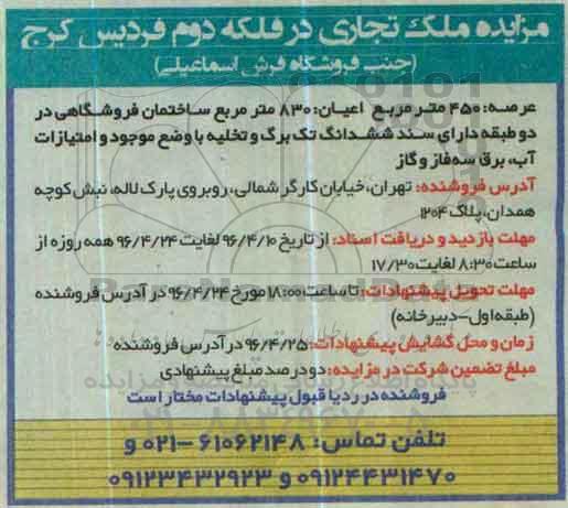 مزایده ، مزایده ملک تجاری