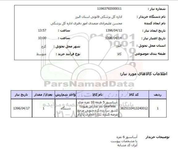 استعلام, استعلام آسانسور 5 طبقه 10 نفره مدل gearless نام تجارتی هیوندا ...