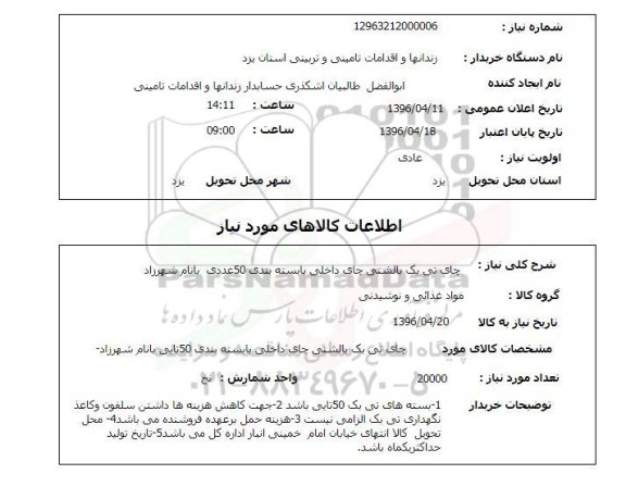 استعلام, استعلام چای تی بک بالشتی 