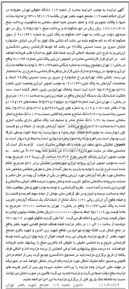 مزایده,مزایده ملک اپارتمان مساحت 120.10متر