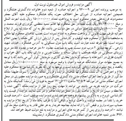 مزایده,مزایده منزل مسکونی مساحت عرصه هشتاد متر