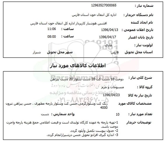 استعلام, استعلام کت و شلوار 
