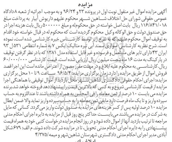 مزایده سواری سمند آبی تیره