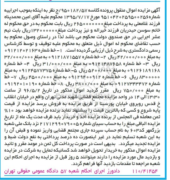 مزایده , مزایده هشت خط تلفن همراه 