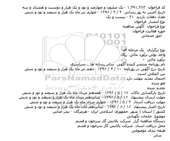 مناقصه خدمات نگهبانی 