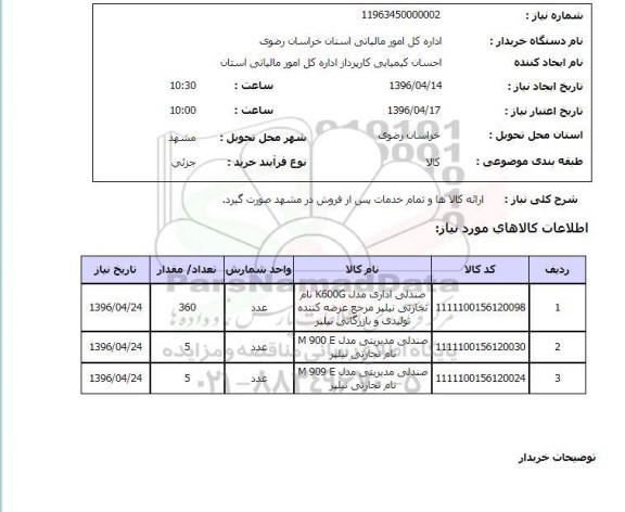 استعلام صندلی اداری