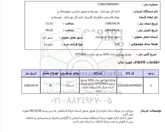 استعلام ویدئو پروژکتور مدل S341