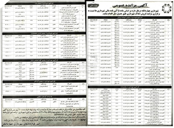 مزایده,مزایده فروش املاک شهرداری