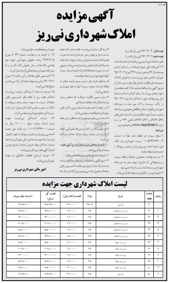مزایده,مزایده فروش املاک به تعداد 12 قطعه نوبت دوم 