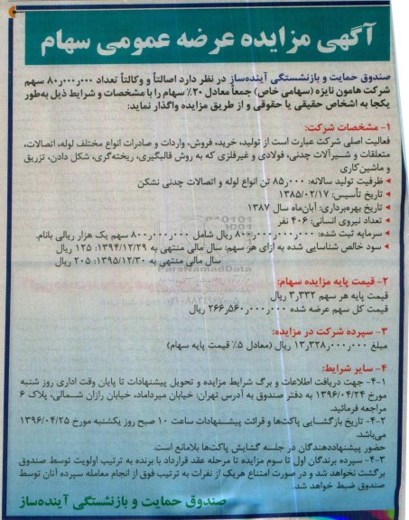 مزایده فروش تعداد 80.000.000 سهم