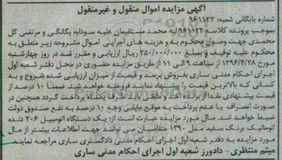 مزایده یک دستگاه اتومبیل 206 دنده اتوماتیک
