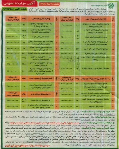 آگهی مزایده عمومی , مزایده واگذاری غرف حمل و نقلی و غیر حمل و نقلی