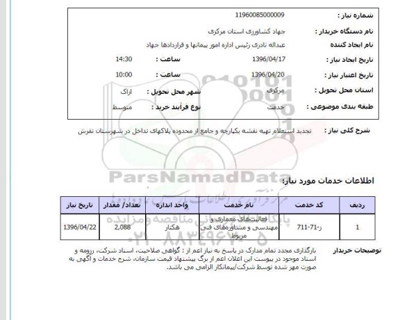 استعلام تهیه نقشه یکپارچه و جامع