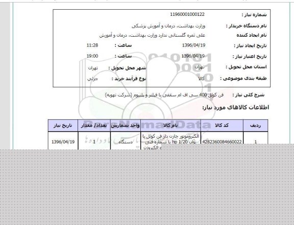 استعلام فن کوئل 400 سی اف ام سقفی با فیلتر و پلنیوم (شرکت تهویه)