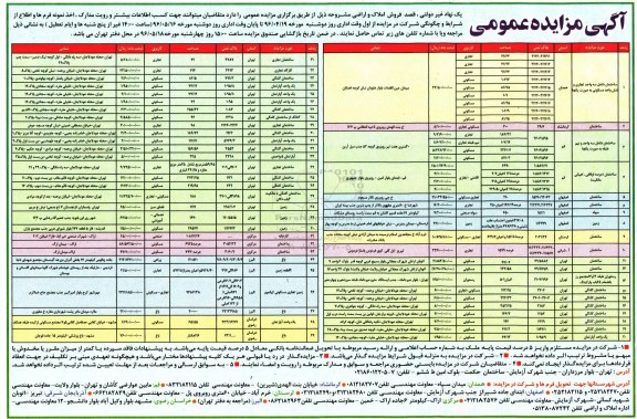 مزایده,مزایده عمومی فروش املاک و اراضی