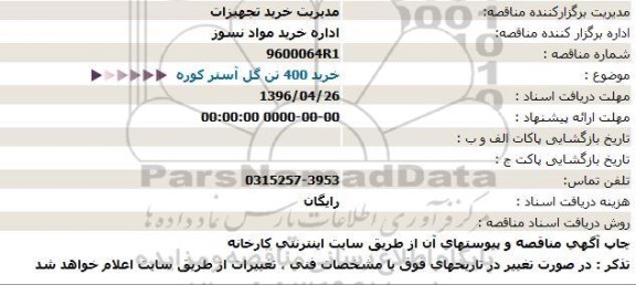 استعلام , استعلام خرید 400 تن گل آستر کوره 
