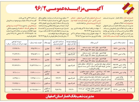 مزایده,مزایده املاک تملیکی