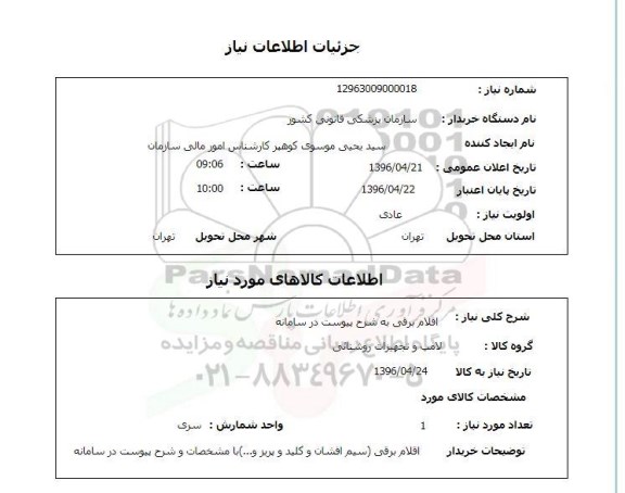 استعلام اقلام برقی 