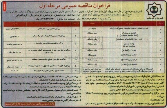 فراخوان مناقصه عمومی ,مناقصه جمع آوری و تنظیفات - نوبت دوم 