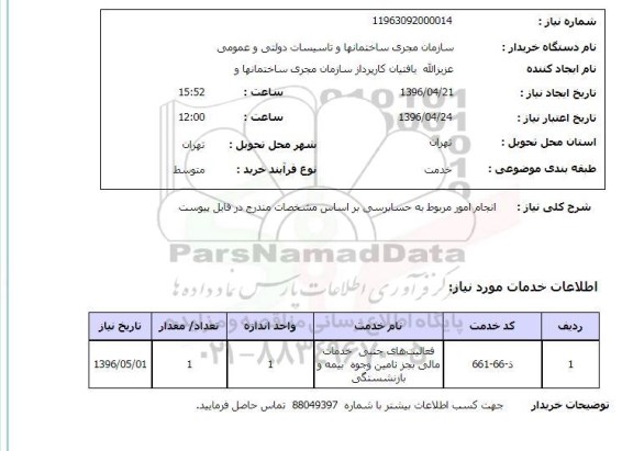 استعلام انجام امور مربوط به حسابرسی