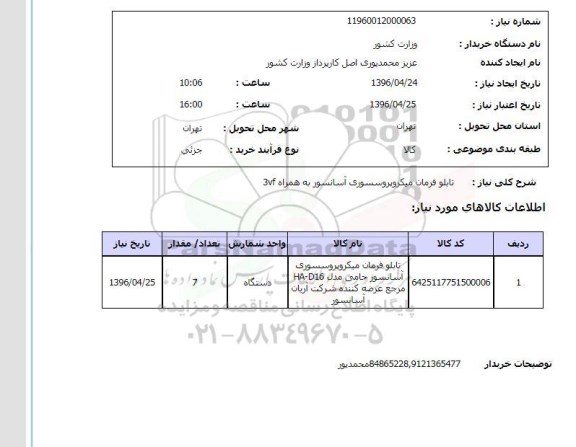 استعلام , استعلام تابلو فرمان 
