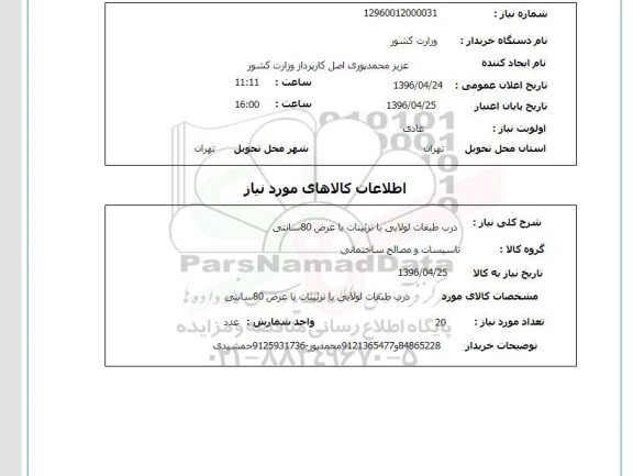 استعلام  درب طبقات لولایی با تزئینات با عرض 80 سانتی