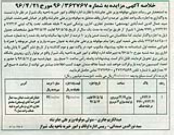 خلاصه آگهی مزایده , خلاصه مزایده واگذاری یک واحد تجاری عرصه و اعیان وقف