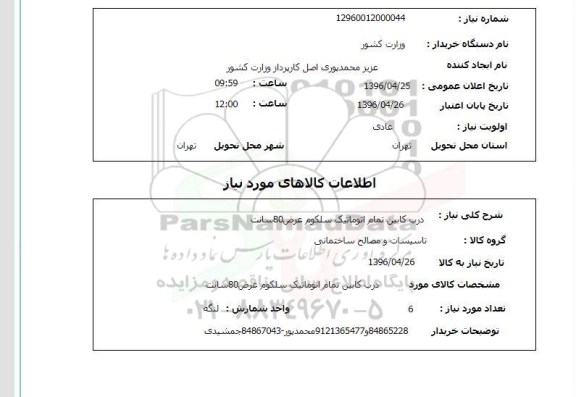 استعلام درب کابین تمام اتوماتیک سلکوم 