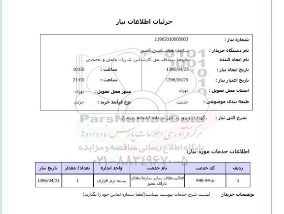 استعلام ,استعلام نگهداری و بروز رسانی سامانه کتابخانه