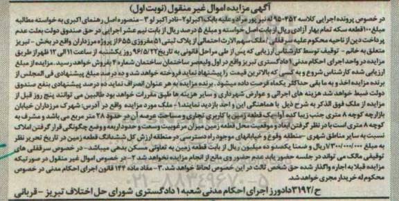 مزایده,مزایده ملک ششدانگ زمین تجاری عرصه بیست و هشت متر