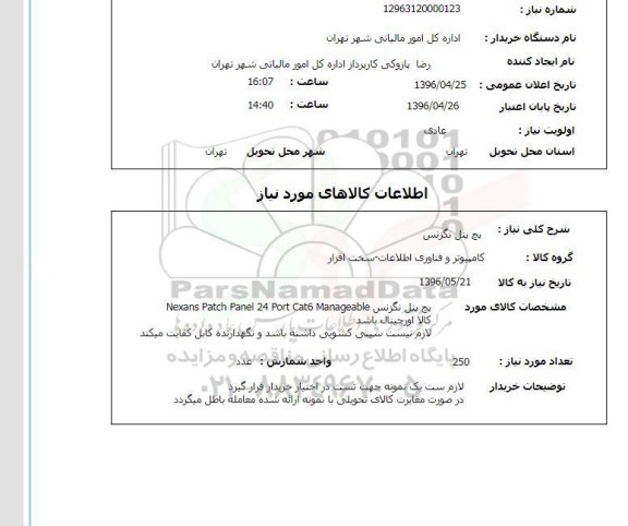 استعلام  پچ پنل نگزنس 