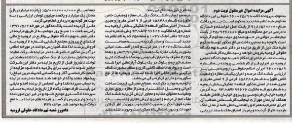 مزایده,مزایده ششدانگ مغازه مساحت 104.70متر