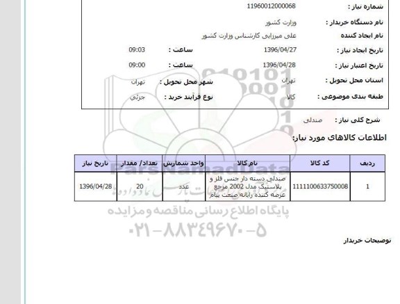 استعلام, استعلام صندلی